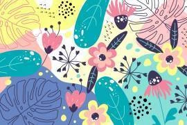 Papel de parede tropical memphis floral