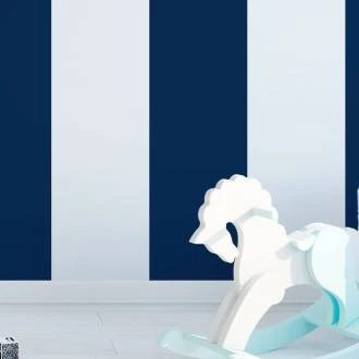 Papel de parede listrado azul marinho e branco 30cm