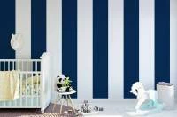 Papel de parede listrado azul marinho e branco 25cm 476-7505