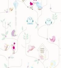 Papel de parede adesivo pássaros delicados 3095-7528