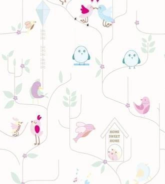 Papel de parede adesivo pássaros delicados