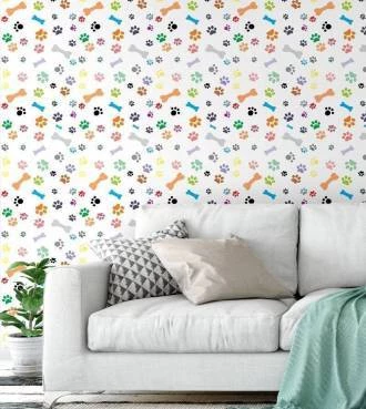 Papel de parede adesivo Pets com patinhas