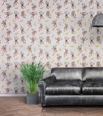 Papel de parede adesivo macaquinhos