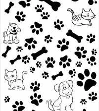 Papel de parede adesivo Pets e pegadas P&B 3114-7567