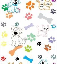 Papel de parede adesivo Pets e pegadas coloridos 3115-7570