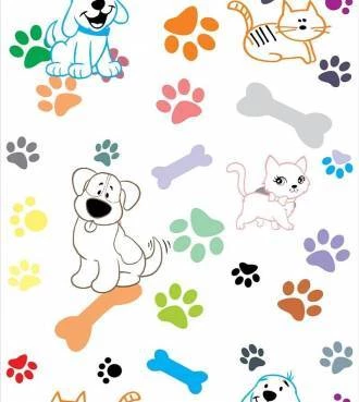 Papel de parede adesivo Pets e pegadas coloridos