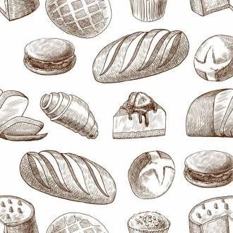 Papel de parede adesivo pães e doces