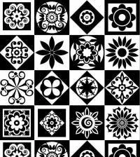 Ladrilho adesivo em branco e preto 3120-7578