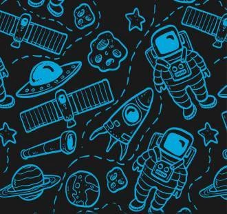 Papel de parede adesivo astronauta em tons de azul