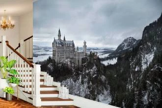 Papel de parede adesivo castelo na neve