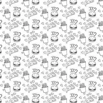 Papel de parede adesivo lanches em P&B
