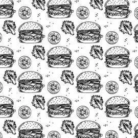 Papel de parede hambúrgueres em preto e branco