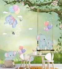 Papel de parede infantil baby elefante