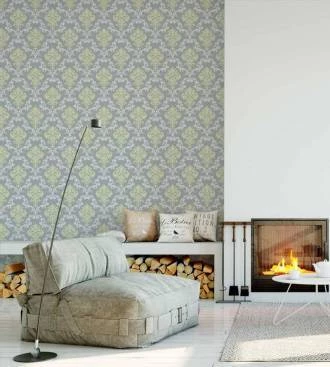 Papel de parede arabesco em tons de amarelo