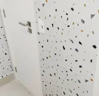 Papel de Parede com granilite verdes e azul