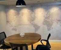Papel de Parede Mapa Mundi Branco e Preto 1576-7763
