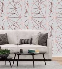 Papel de parede zara gold cinza e Rosê 3243-7803