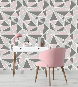 Papel de Parede Zara cinza e rosa