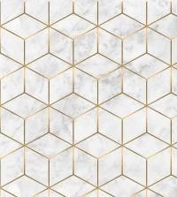 Papel de parede adesivo cubos Gold 3264-7856