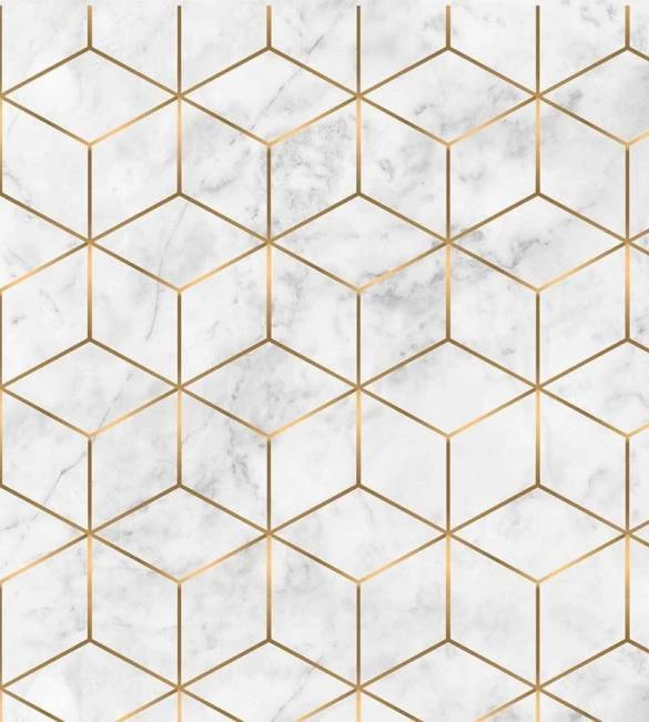 Papel de parede adesivo cubos Gold 3264-7856