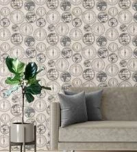 Papel de parede adesivo com bussolas e globos 3270-7874