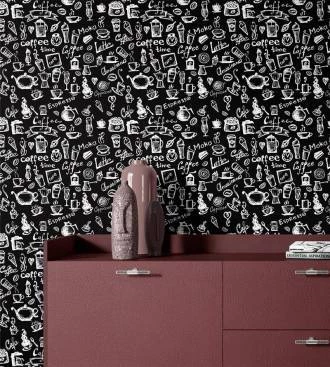 Papel de parede café Gourmet fundo preto