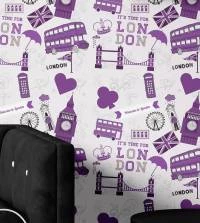 Papel de parede quarto London roxo 3276-7892