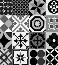Azulejo adesivo português branco e preto 3290-7934