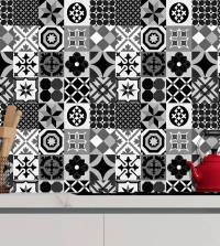 Azulejo adesivo português branco e preto 3290-7935