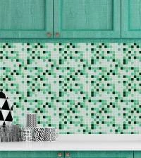 Azulejo adesivo pastilhas tons de verde e cinza 3296-7955
