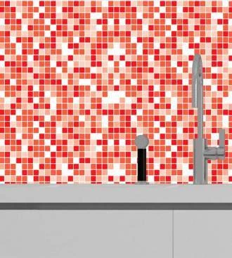Azulejo adesivo pastilhas tons vermelho e laranja