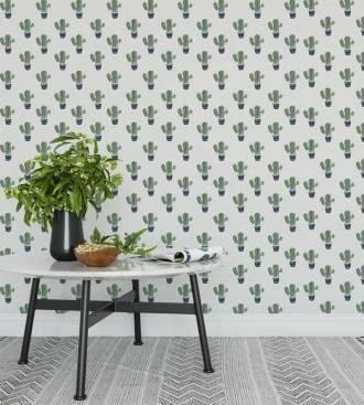 Papel de parede adesivo vasinhos de cactus