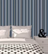 Papel de parede adesivo listrado de azul cinza e branco 3312-7989