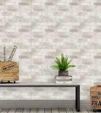 Papel de parede de tijolos acinzentado e branco 3324-8013