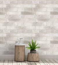 Papel de parede de tijolos acinzentado e branco 3324-8014