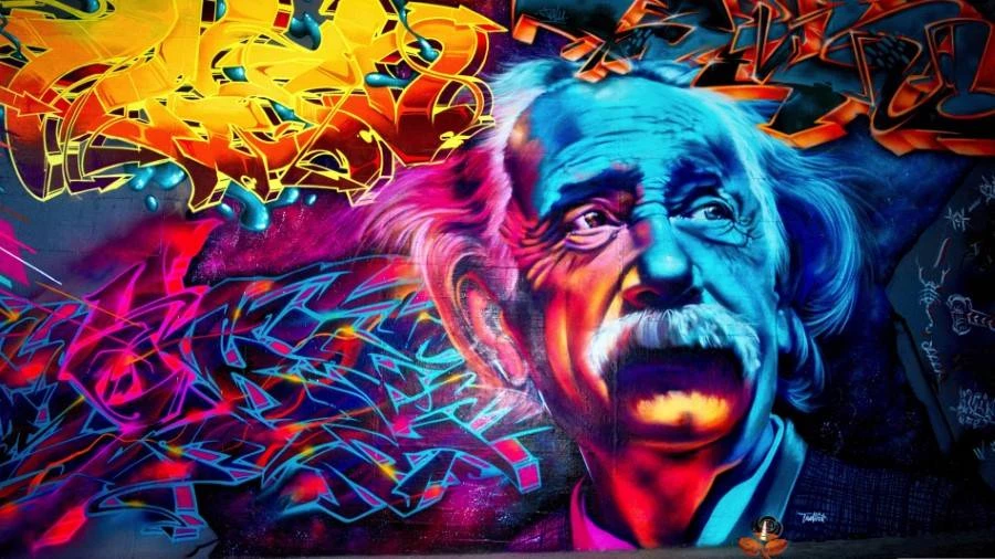 Papel de parede Albert Einstein grafite