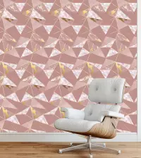 Papel de parede adesivo mármore rosa e dourado 3341-8052