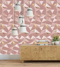 Papel de parede adesivo mármore rosa e dourado 3341-8054