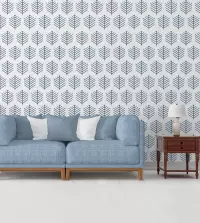 Papel de parede adesivo com folhas azuis 3342-8055