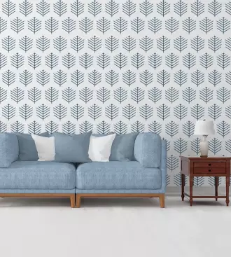 Papel de parede adesivo com folhas azuis