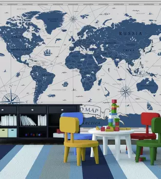 Papel de Parede Mapa Sea Blue