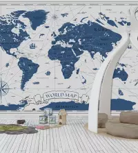 Papel de Parede Mapa Sea Blue 3348-8063