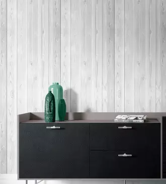 Papel de parede madeira ripado cinza claro
