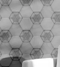 Papel de parede adesivo hexágono tons cinza 3359-8093