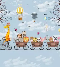 Papel de parede Safari com fundo azul 3360-8098