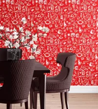 Papel de parede café Gourmet fundo vermelho 3382-8132
