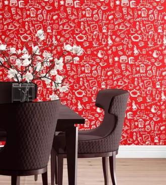 Papel de parede café Gourmet fundo vermelho