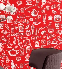 Papel de parede café Gourmet fundo vermelho 3382-8134