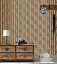 Papel de parede em tons madeira ripada 3395-8169