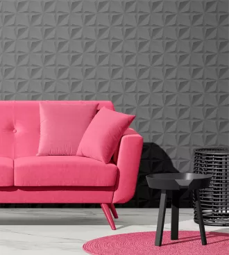 Papel de parede 3D dobras estrelas cinza